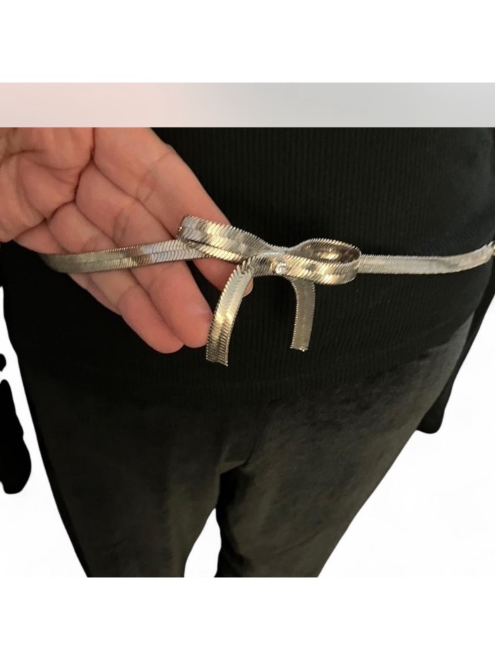 Anne Klein Silver Bow Waist Belt